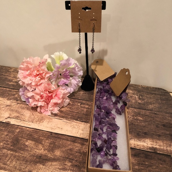 2/1 Tumbled Amethyst Necklace and Bracelet - Picture 2 of 8